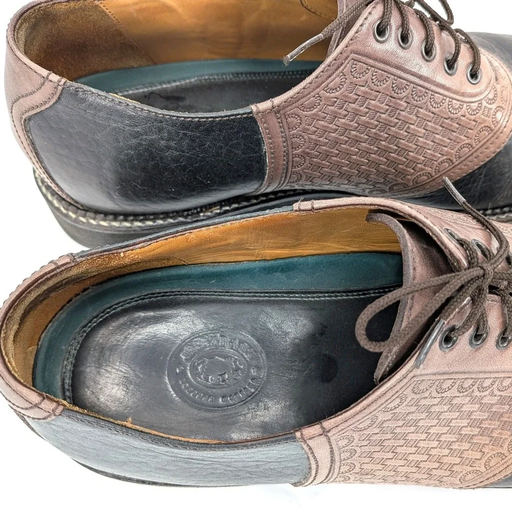 H.S. Trask Leather Saddle Shoes Black Brown Lace Up Oxfords‎ Size 11